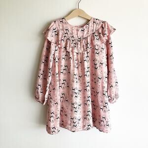 Ruby & Bloom Girls Size 4 Dress Long Sleeve Pink Deer Reindeer Print Ruffle
